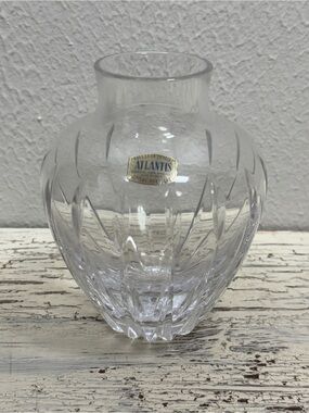 Atlantis Crystal Vase Portugal 5.5” Hand Cut Clear Crystal Vintage
